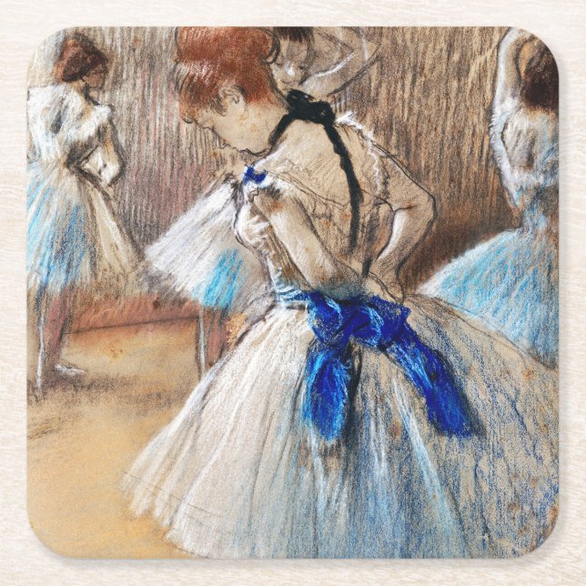 Blue Ribbon Dancer, Edgar Degas Rechteckiger Pappuntersetzer (Vorderseite)