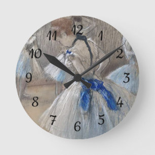Blue Ribbon Dancer Edgar Degas Runde Wanduhr