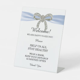 Blue Ribbon Diamond Bow Wedding Safety Sockelschild