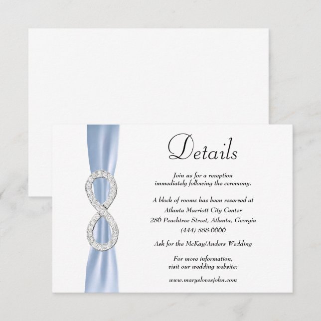 Blue Ribbon Diamond Unfinity Wedding Details Begleitkarte (Vorne/Hinten)