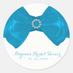 Blue Ribbon & Diamonds Brautparty Elegantes Gesche Runder Aufkleber