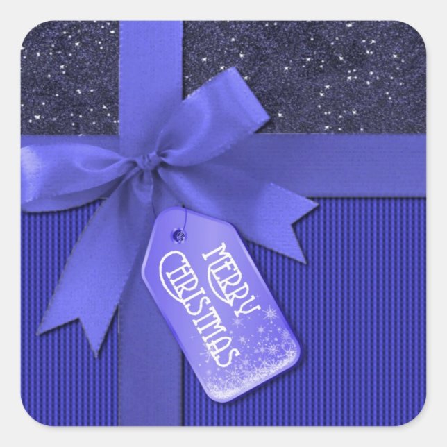 Blue Ribbon Frohe Weihnachtsgeschenke Stickers (Vorderseite)