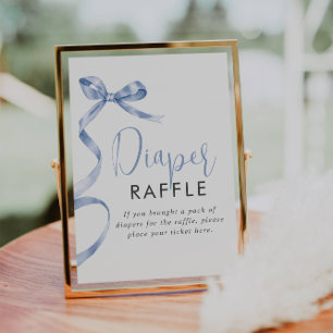 Blue Ribbon Girl Baby Dusche Windeln Raffle Schild