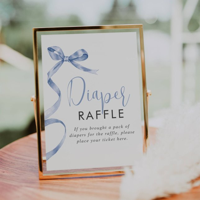 Blue Ribbon Girl Baby Dusche Windeln Raffle Schild (Von Creator hochgeladen)