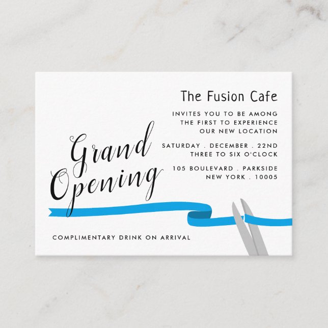 Blue Ribbon, Grand Opener Ceremony Card Begleitkarte (Vorderseite)