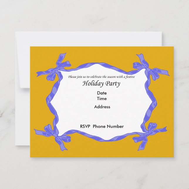 Blue Ribbon Holiday Party Einladungskarte (Vorderseite)