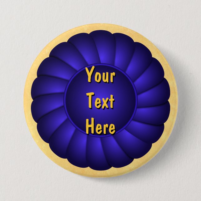 Blue Ribbon Rosette zum Personalisieren Button (Vorderseite)
