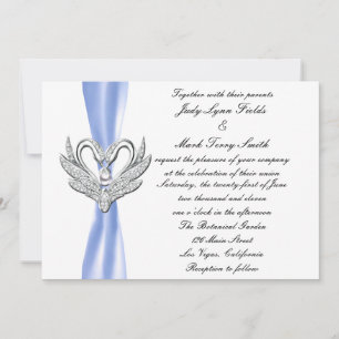 Blue Ribbon Silver Swans Einladung
