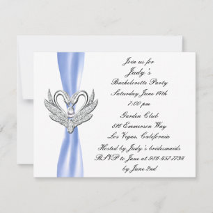 Blue Ribbon Silver Swans Junggeselinnen-Abschied l Einladung