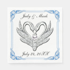 Blue Ribbon Silver Swans Paper Napkins Serviette