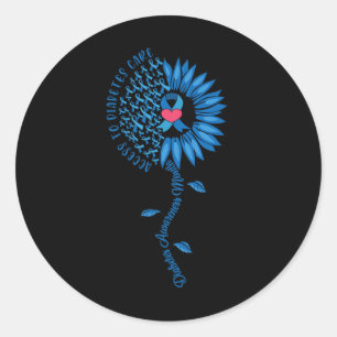Blue Ribbon Sonnenblume November Diabetes Bewussts Runder Aufkleber