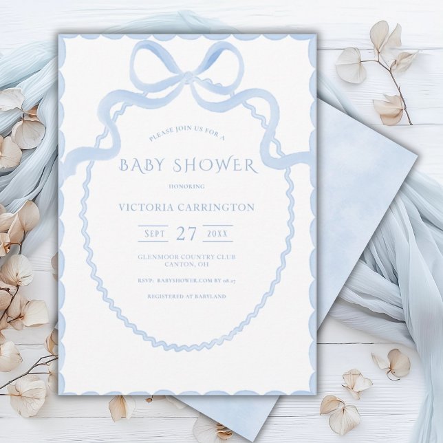 Blue Ribbon Vintag Baby Dusche Einladung (Von Creator hochgeladen)