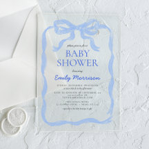 Blue Ribbon Watercolor Bow Boy Baby Dusche