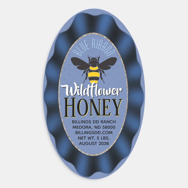 Blue Ribbon Wildblume Honey Ovaler Aufkleber (Von Creator hochgeladen)