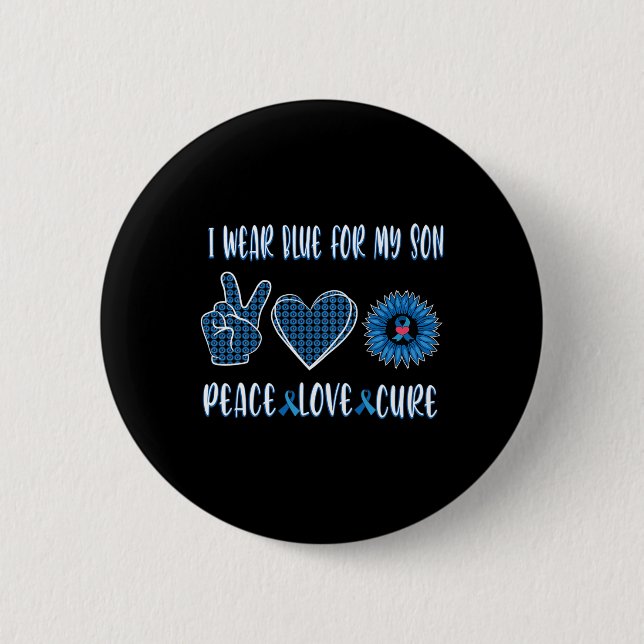 Blue Ribbon zu meinem Sohn November Diabetes Bewus Button (Vorderseite)