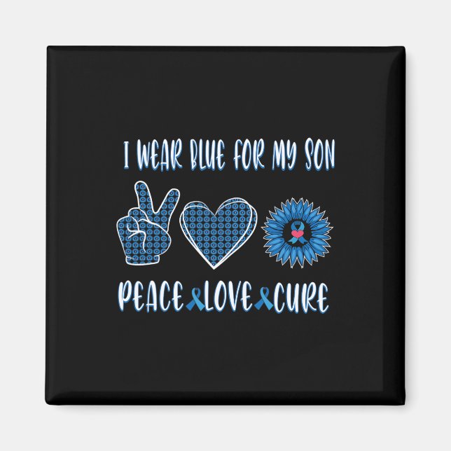 Blue Ribbon zu meinem Sohn November Diabetes Bewus Magnet (Vorne)