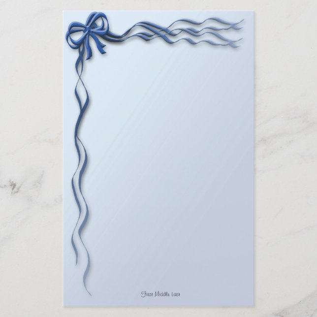Blue Ribbons & Bows Borders Briefpapier (Vorderseite)