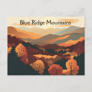 Blue Ridge Mountains Grafik-Natur-Postkarte Postkarte