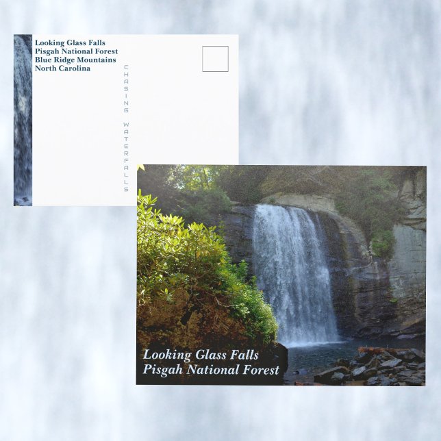 Blue Ridge Mountains Wasserfall Looking Glass Fall Postkarte (Von Creator hochgeladen)