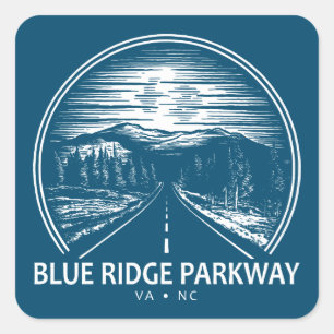 Blue Ridge Parkway Forest Quadratischer Aufkleber