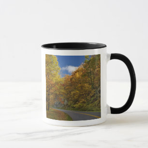 Blue Ridge Parkway in Kurven durch die Herbstfarbe Tasse