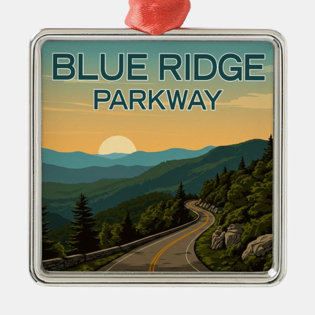 Blue Ridge Parkway Landschaft Ornament Aus Metall (Vorne)