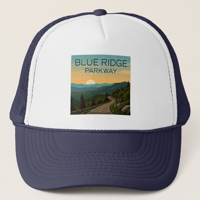 Blue Ridge Parkway Landschaft Truckerkappe (Vorderseite)