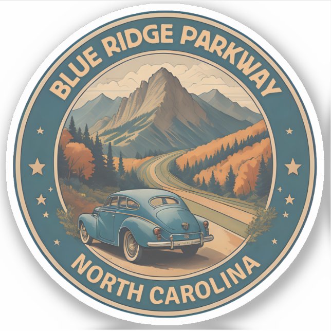 Blue Ridge Parkway Landschaftlich Byway Oldtimer-R Aufkleber (Vorderseite)