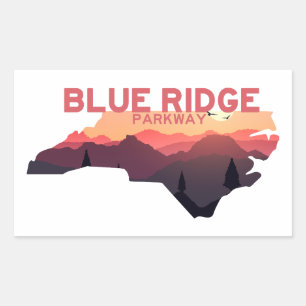 Blue Ridge Parkway North Carolina Karte Rechteckiger Aufkleber