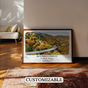 Blue Ridge Parkway North Carolina Poster, Aquarell Poster