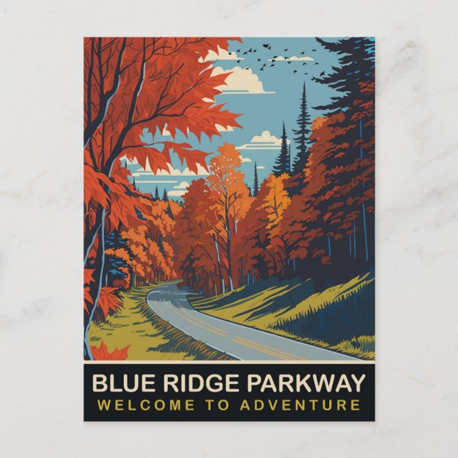 Blue Ridge Parkway, Reise Postkarte (Vorderseite)