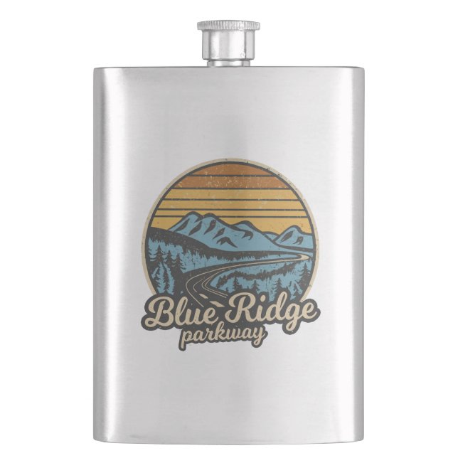 Blue Ridge Parkway Retro Flachmann (Vorderseite)