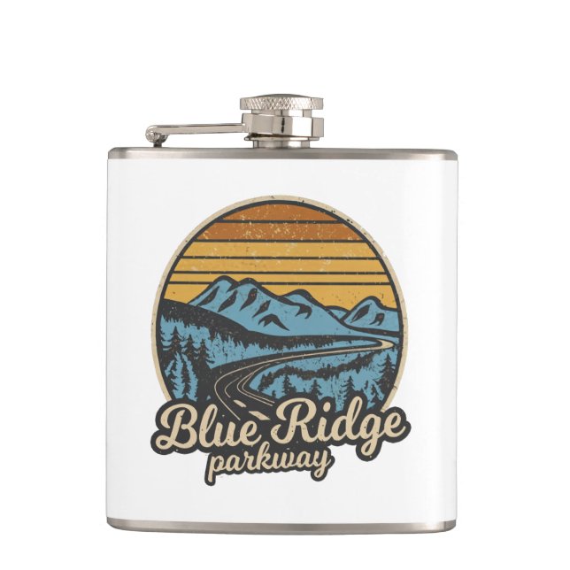 Blue Ridge Parkway Retro Flachmann (Vorderseite)