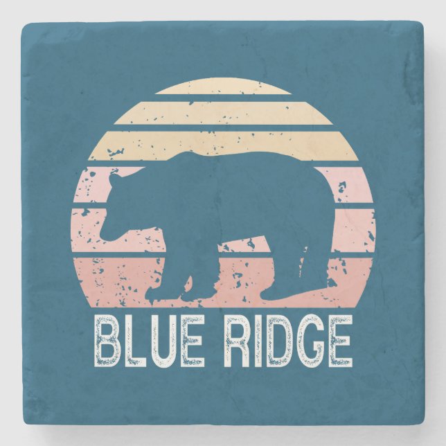 Blue Ridge Retro Bär Steinuntersetzer (Vorderseite)