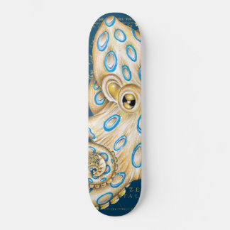 Blue Ring Octopus Indigo Vintag Map Nautic Skateboard