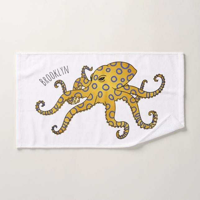 Blue-ringed octopus cartoon illustration  badhandtuch set (Handtuch)