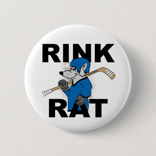 Blue Rink Rat Hockey Player Flare Button