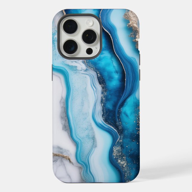 Blue River Marmor iPhone 15 Pro Max Hülle (Rückseite)