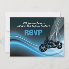 Blue Road Biker Hochzeit RSVP Antwortkarte