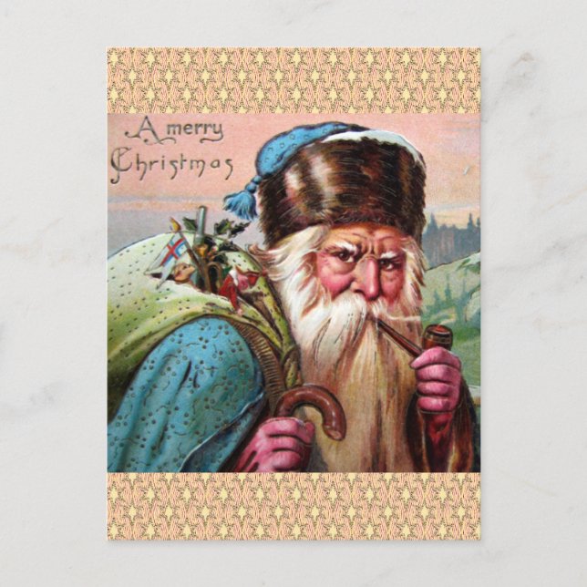 Blue Robe Santa Claus Rauchen Pipe - Weihnachten (Vorderseite)
