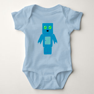 Blue Robot Baby Strampler