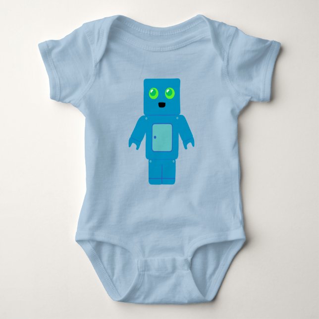 Blue Robot Baby Strampler (Vorderseite)