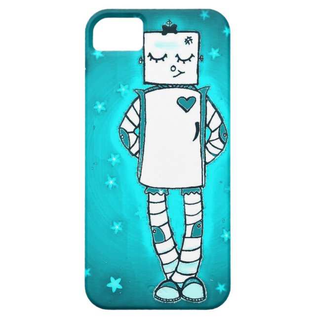 Blue Robot Girl iPhone Case (Rückseite)