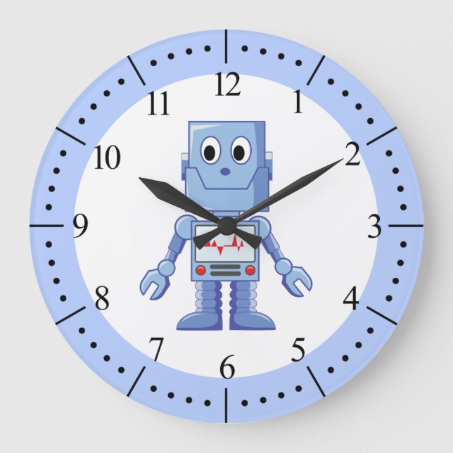 Blue robot große wanduhr (Vorderseite)