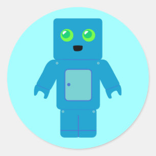 Blue Robot Runder Aufkleber