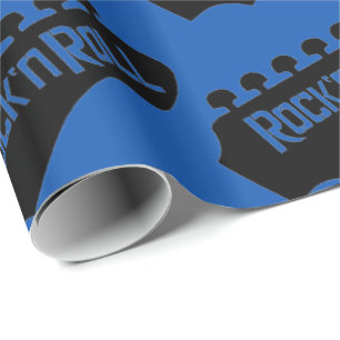 Blue Rock and Roll Guitar Pattern Geschenkpapier
