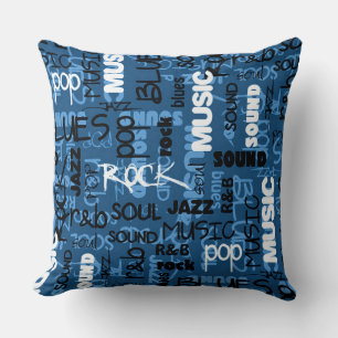 Blue Rock Pop R & B Music Text Kissen