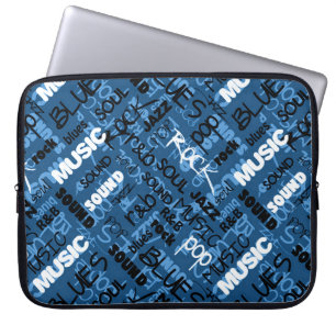 Blue Rock Pop R & B Musik Text Notebook-Sieb Laptopschutzhülle