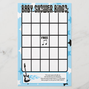 Blue Rock Star Baby Dusche Bingo Spiel