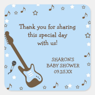 Blue Rock Star baby shower faveur autocollant